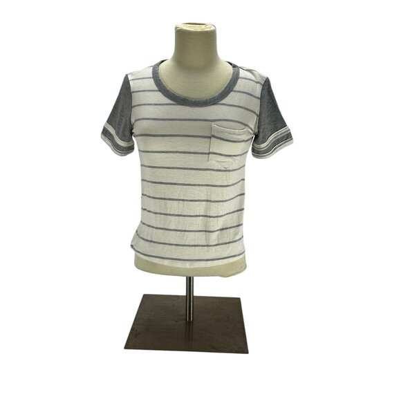 Love Alexa Kids Striped T-Shirt Pocket Contrast Sleeves Size L Summer Casual Str - Picture 2 of 6